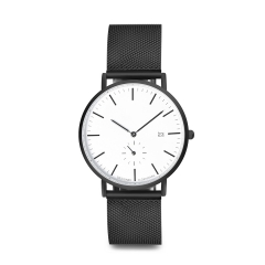 OEMデザイン時計工場ブラックメッシュバンドメンズ腕時計