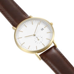 メンズドレス腕時計カジュアルクラシック本物のレザークォーツ手首ビジネスアナログ時計